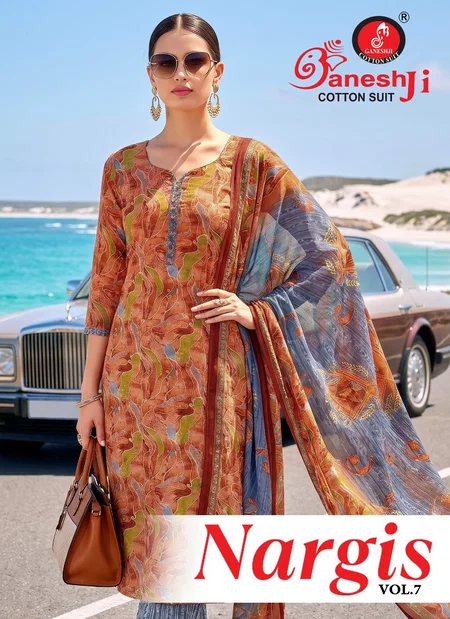 Nargis Vol 7 By Ganeshji Cotton Printed Dress Material At Wholesale Price